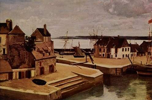 Jean-Baptiste Camille Corot Honfleur, maisons sur Le quais